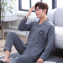 Load image into Gallery viewer, MP05 - Striped Cotton Men&#39;s Long Sleeve Pajamas Set - FREE SHIPPING
