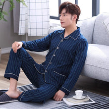 Load image into Gallery viewer, MP05 - Striped Cotton Men&#39;s Long Sleeve Pajamas Set - FREE SHIPPING
