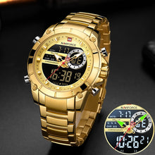 Load image into Gallery viewer, MW82 - NAVIFORCE Men Military Sport Wrist Watch Gold Quartz Steel Waterproof Dual Display Male Clock Watch - FREE SHIPPING