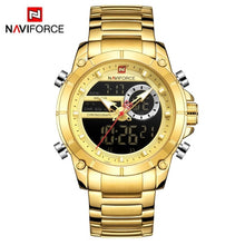 Load image into Gallery viewer, MW82 - NAVIFORCE Men Military Sport Wrist Watch Gold Quartz Steel Waterproof Dual Display Male Clock Watch - FREE SHIPPING