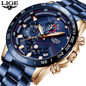 MW76 - LIGE 2020 New Fashion Mens Watches with Stainless Steel Sports Chronograph Quartz - FREE SHIPPING
