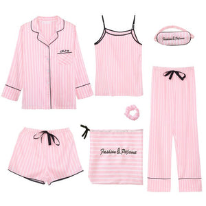 WP02 - Women Sleepwear 7pcs Pajamas for Women 2021 Spring Summer Robe Sets Women's Pajamas Large Size Sleep Tops - FREE SHIPPING