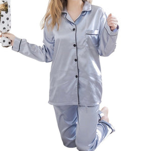 WP09 - Women Pajamas Sleepwear Set 2021 2 Pieces Silk Satin Pajamas Suit - FREE SHIPPING