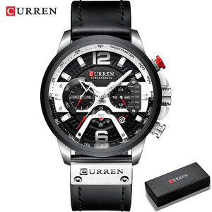 MW80 - CURREN Casual Sport Watch for Men Blue Top Brand Luxury Military Leather Chronograph Wrist watch - FREE SHIPPING