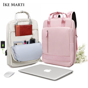 WB103 - IKE MARTI Women Waterproof Charging 15.6 Inch Laptop Backpacks - FREE SHIPPING