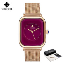 Load image into Gallery viewer, WW66 - WWOOR 2021 Women&#39;s Square Watches Top Brand Luxury Ladies Dress Quartz Wristwatch Fashion Black Leather - FREE SHIPPING