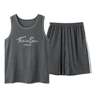 MP08 - New Style Men's Pajamas Set - Sleeveless Tops + Shorts/set - FREE SHIPPING