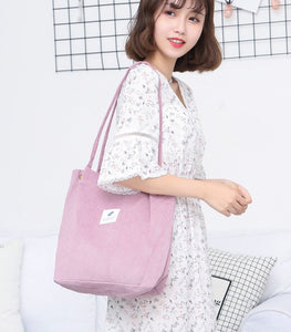 WB92 - 2021 Corduroy Women's Bag Shopping Shoulder Bags Female Bag Handbag With Buckle High Quality Small Canvas Totes Bags - FREE SHIPPING