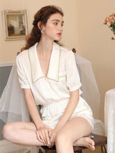 Load image into Gallery viewer, WP11 - Silk Women&#39;s French Elegant Pajamas 2021 Short Sleeve V-Neck Set 2 Pcs Sleepwear - FREE SHIPPING