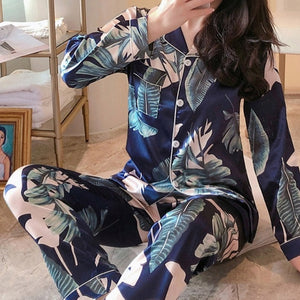 WP09 - Women Pajamas Sleepwear Set 2021 2 Pieces Silk Satin Pajamas Suit - FREE SHIPPING