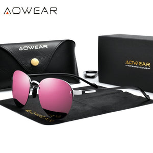 WS45 - AOWEAR 2021 Women's Vintage Polarized Round Rimless Sun Glasses Ladies Fashion Pink Mirror Shades Glasses - FREE SHIPPING