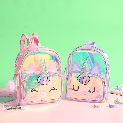 CB21 - New Unicorn Transparent Laser Colorful Backpacks - FREE SHIPPING