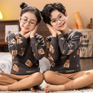 CP01 - Children's Long Sleeve Cotton Pajamas Sets and Sleepwear For Kids 4 6 8 10 12 Years - FREE SHIPPING