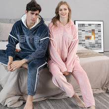 Load image into Gallery viewer, MP04 - Hooded Flannel Men&#39;s Pajama 2 Pieces/Set - FREE SHIPPING